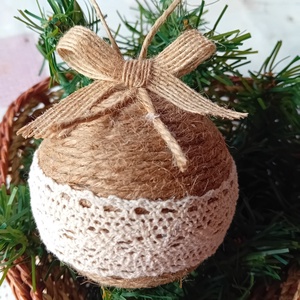 Karácsonyfadísz, natúr gömb dekoráció - karácsony - karácsonyi lakásdekoráció - karácsonyfadíszek - Meska.hu