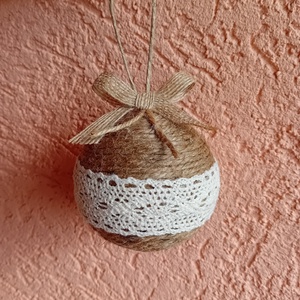 Karácsonyfadísz, natúr gömb dekoráció - karácsony - karácsonyi lakásdekoráció - karácsonyfadíszek - Meska.hu