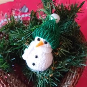 Karácsonyi hóember, fenyődísz, Karácsony, Karácsonyi lakásdekoráció, Karácsonyfadíszek, Horgolás, Mindenmás, MESKA