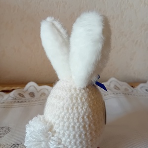 Húsvéti nyuszi tojás kék masnival - otthon & életmód - dekoráció - asztal és polc dekoráció - asztaldísz - Meska.hu