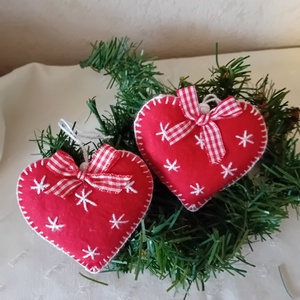 Karácsonyfadísz, szív dekoráció, - Meska.hu