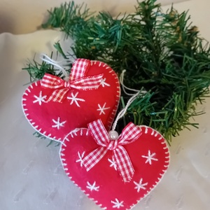 Karácsonyfadísz, szív dekoráció, - karácsony - karácsonyi lakásdekoráció - karácsonyfadíszek - Meska.hu