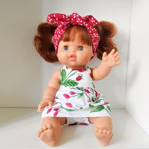 Szamócás-málnás 3 részes öltözék Paola Reina babára - Meska.hu