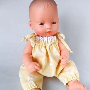 Vajsárga napozó, 30-32 cm-s bébi babákra - játék & sport - baba & babaház - babaruha, babakellék - Meska.hu