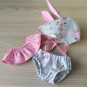 Nyuszifül öltözék 34-38 cm-s babáknak - játék & sport - baba & babaház - babaruha, babakellék - Meska.hu