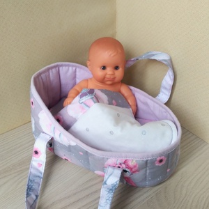 Unikornisos mózeskosár 20-25 cm-s babáknak - játék & sport - baba & babaház - babaruha, babakellék - Meska.hu