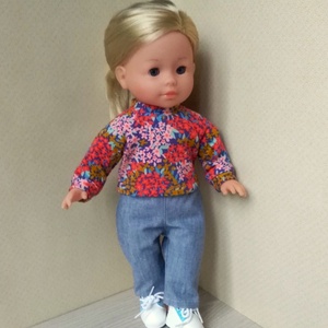 Virágos pólós öltözék Ma Corolle babáknak - játék & sport - baba & babaház - babaruha, babakellék - Meska.hu