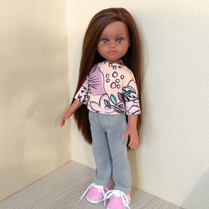 Elasztikus nadrág, két pólóval, Paola Reina babáknak - Meska.hu