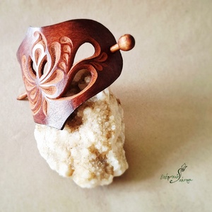 Kalocsai fantázia - bőr kontycsat - ruha & divat - hajdísz & hajcsat - hajcsat & hajtű - Meska.hu