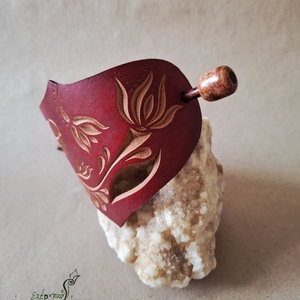 Virágzás - nagy bőr kontycsat - ruha & divat - hajdísz & hajcsat - hajcsat & hajtű - Meska.hu