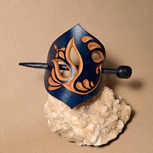 Kék virágzás - bőr kontycsat - ruha & divat - hajdísz & hajcsat - hajcsat & hajtű - Meska.hu