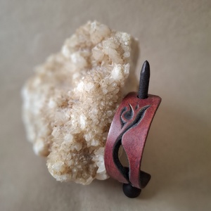 Vörösesbarna copf - bőr kontycsat - ruha & divat - hajdísz & hajcsat - hajcsat & hajtű - Meska.hu