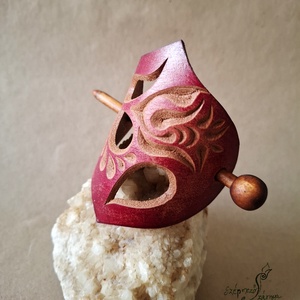 Meggypiros könny - bőr kontycsat - ruha & divat - hajdísz & hajcsat - hajcsat & hajtű - Meska.hu