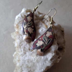 Tulipános tűzzománc füli - ékszer - fülbevaló - lógó fülbevaló - Meska.hu