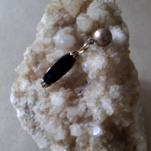 Fekete obszidián füli - ékszer - fülbevaló - lógó fülbevaló - Meska.hu