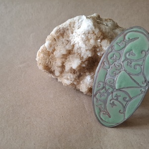 Babérzöld - Tűzzománc francia csat - ruha & divat - hajdísz & hajcsat - hajdísz - Meska.hu