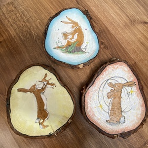 Festett fa korongok, Művészet, Festmény, Akril, Festészet, Festett tárgyak, Meska