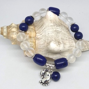 Lapis lazuli Fiú babaváró karkötő, Ékszer, Karkötő, Ásványkarkötő, Ékszerkészítés, Gyöngyfűzés, gyöngyhímzés, MESKA