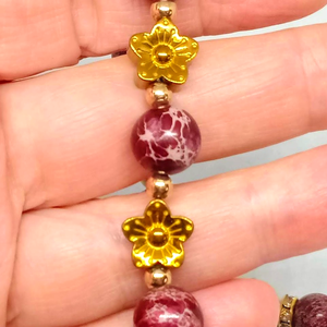 Bordó regalit karkötő és fülbevaló szett - ékszer - ékszerszett - Meska.hu