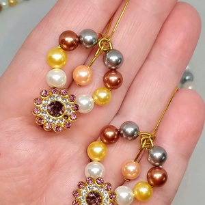 Színes tekla gyögy nyaklánc és fülbevaló szett kristályos medállal - ékszer - ékszerszett - Meska.hu