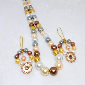 Színes tekla gyögy nyaklánc és fülbevaló szett kristályos medállal - ékszer - ékszerszett - Meska.hu