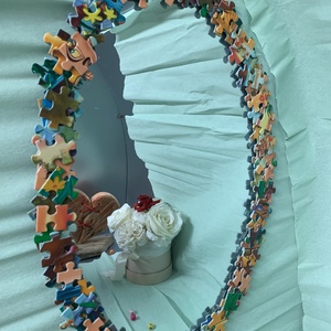 Ovális tükör puzzle keretbe foglalva (TU18) - Meska.hu