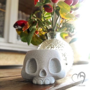 Koponya mécsestartó LED mécseshez - otthon & életmód - dekoráció - halloween - halloweeni lámpás - Meska.hu