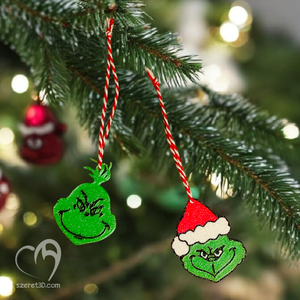 Grincs arcos 2 db-os karácsonyfadísz szett, Karácsony, Karácsonyi lakásdekoráció, Karácsonyfadíszek, Mindenmás, MESKA