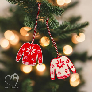 Karácsonyi pulcsis karácsonyfadísz - 2 db-os szett, Karácsony, Karácsonyi lakásdekoráció, Karácsonyfadíszek, Mindenmás, MESKA