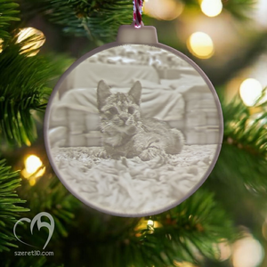 Kerek karácsonyfadísz fény hatására előtűnő saját fotóddal, szövegeddel - karácsony - karácsonyi lakásdekoráció - karácsonyfadíszek - Meska.hu