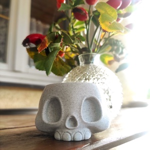 Koponya mécsestartó LED mécseshez - otthon & életmód - dekoráció - halloween - halloweeni lámpás - Meska.hu