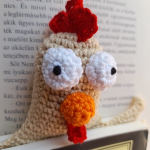 Horgolt tyúk/kakas könyvjelző - könyv & zene - könyvjelző - Meska.hu