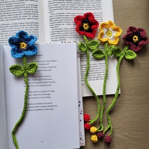 Horgolt pipacsos könyvjelző - könyv & zene - könyvjelző - Meska.hu