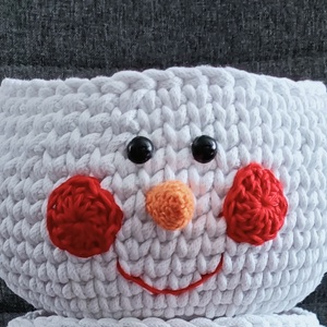 Hóember horgolt tároló kosár - Meska.hu