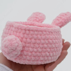 Húsvéti nyuszi horgolt tároló kosár - otthon & életmód - dekoráció - asztal és polc dekoráció - dekorációs tál, tartó - Meska.hu