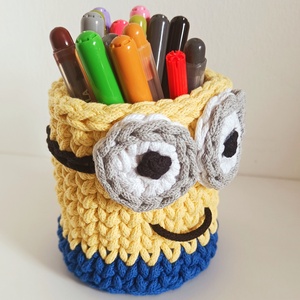 Minion horgolt ceruzatartó, Otthon & Életmód, Papír írószer, Tolltartó & Ceruzatekercs, Horgolás, MESKA