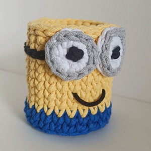 Minion horgolt ceruzatartó - otthon & életmód - papír, írószer - tolltartó & ceruzatekercs - Meska.hu