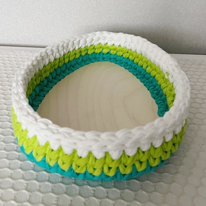 Horgolt kosár tojás alappal - otthon & életmód - tárolás & rendszerezés - tárolókosár - Meska.hu