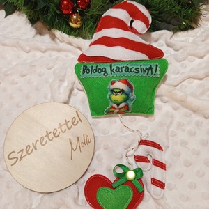 Grincs ajtódísz, Karácsony, Karácsonyi lakásdekoráció, Karácsonyfa, grincsfa, Varrás, MESKA