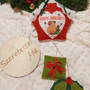 Capibara ajtódísz, Karácsony, Karácsonyi lakásdekoráció, Karácsonyi ajtódíszek, Varrás, MESKA