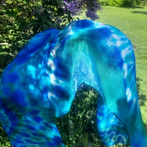 Azúr örvény - selyem sál, Ruha & Divat, Sál, Sapka, Kendő, Kendő, Selyemfestés, MESKA