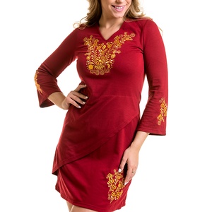 Holdfény ruha Szervető-jászsági hímzéssel - piros-arany - ruha & divat - női ruha - ruha - Meska.hu