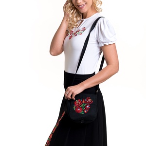 Szervető-matyó kistáska - fekete - táska & tok - kézitáska & válltáska - válltáska - Meska.hu