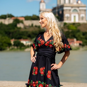 Panka ruha Szervető-matyó mintával - fehér vagy fekete - ruha & divat - női ruha - ruha - Meska.hu