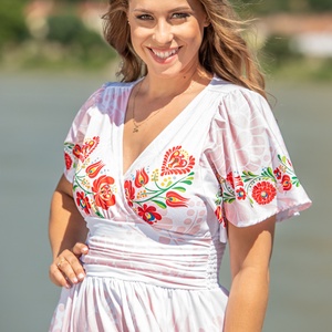 Panka ruha Szervető-matyó mintával - fehér - ruha & divat - női ruha - ruha - Meska.hu