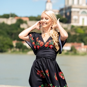 Panka ruha Szervető-matyó mintával - fekete - ruha & divat - női ruha - ruha - Meska.hu