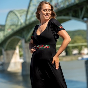 Villő ruha Szervető-matyó hímzéssel - fekete, Ruha & Divat, Női ruha, Ruha, Hímzés, Varrás, MESKA