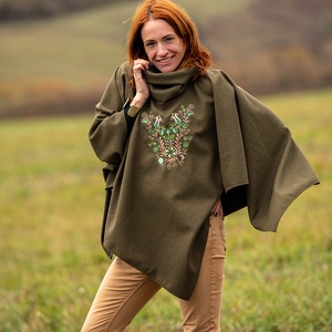 Szervető-jászsági poncsó - zöld - ruha & divat - női ruha - poncsó - Meska.hu