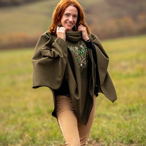 Szervető-jászsági poncsó - zöld - ruha & divat - női ruha - poncsó - Meska.hu