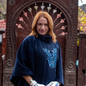 Szervető-jászsági poncsó - kék - Meska.hu